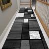Siunwdiy Non-Slip Hallway Runner, 100 x 120 cm, Gray Geometric Washable Rug view 2
