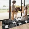 Siunwdiy Non-Slip Hallway Runner, 100 x 120 cm, Gray Geometric Washable Rug view 3