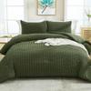 AveLom Seersucker Comforter Set, Dark Olive, California King, 104 x 96 cm, 3-Piece view 1