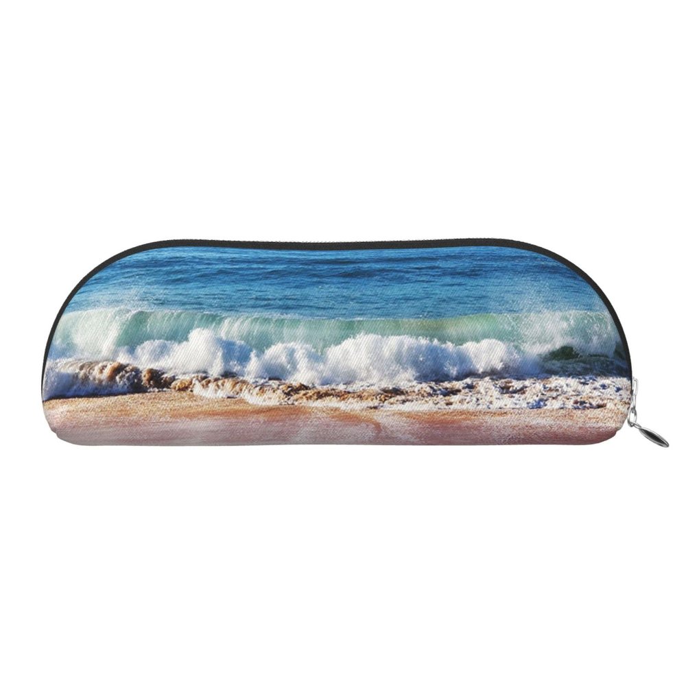 TOMPPY Sea Sunset in Olympic Park Coast Printed Pencil Case, Stand-Up Pencil Pouch, Makeup Bag, Silver, One Size