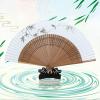 BIVVI Retro Xuan Paper Folding Fan, Classic Women's Hand Fan, Hand-Painted Landscape, Tea Pot view 2
