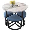RUANLOV Round Dining Table Set with 4 Chairs, 80 cm Round Conference Table, Meeting Table with Chairs, for Dining Room and Kitchen (B) view 1