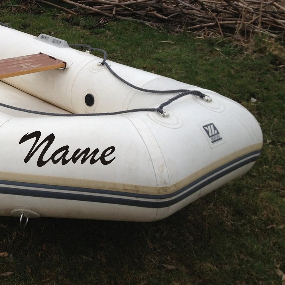 ShirtInStyle Boat Decal for Inflatable and Fishing Boats, Custom Name, 1 Piece, 50 cm Wide, Silver