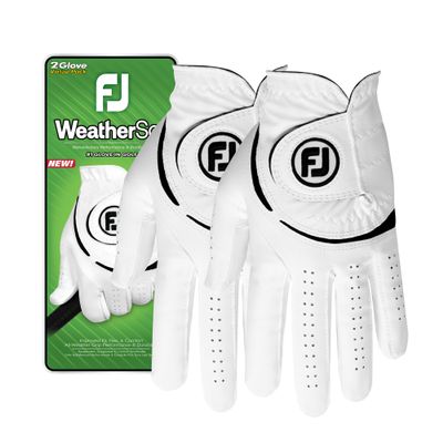FootJoy Men's WeatherSof 2-Pack Golf Gloves, White, XX-Large, Left Hand