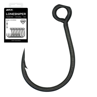 BKK Lonesnipper Inline Single Hooks | #6 | 9-Pack | 2 x | Saltwater Super Slide Coating | Needle Point | Popping Trolling Stickbaits