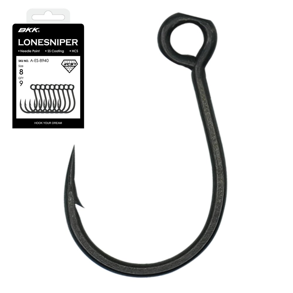 BKK Lonesnipper Inline Single Hooks | #6 | 9-Pack | 2 x | Saltwater Super Slide Coating | Needle Point | Popping Trolling Stickbaits