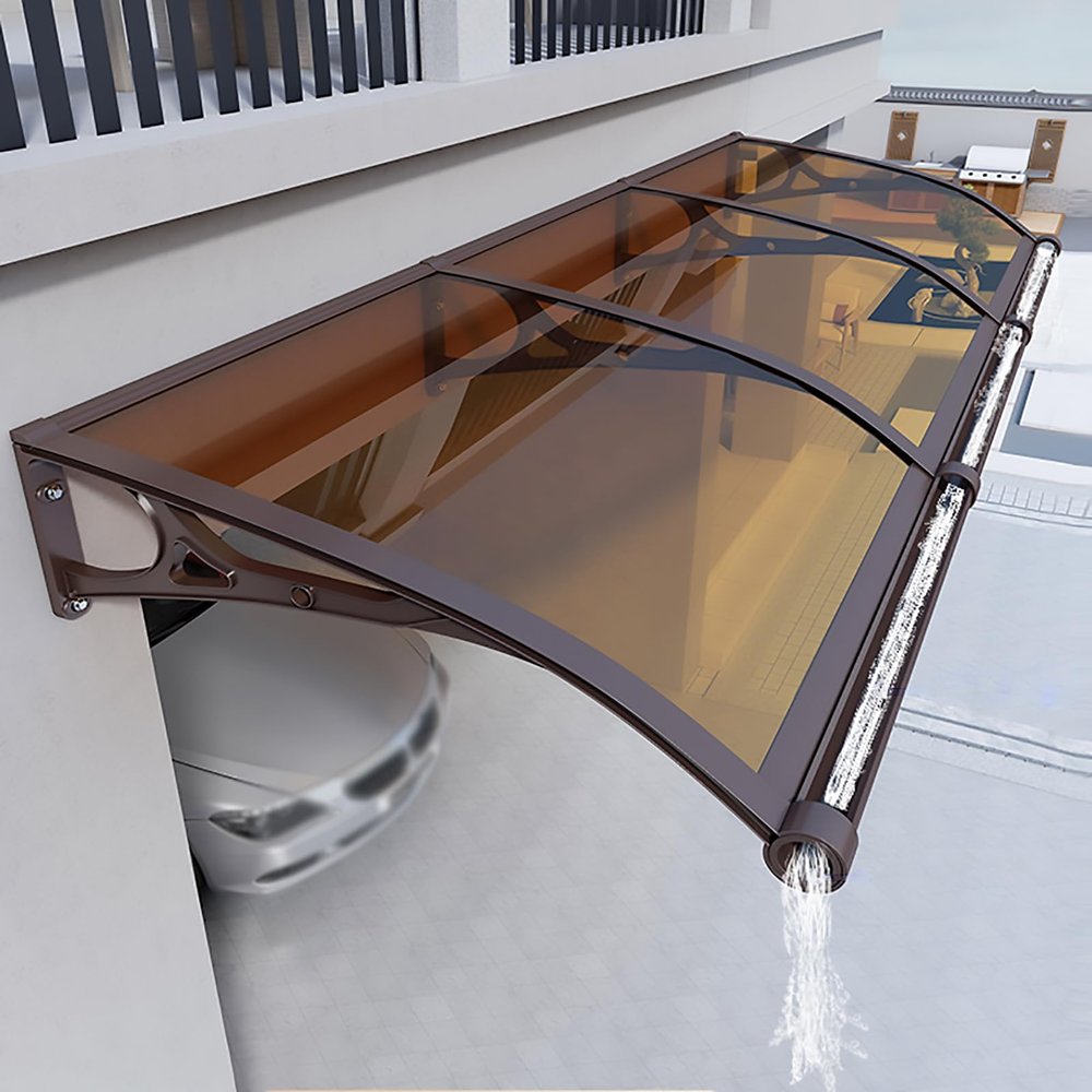 Polycarbonate Front Door Awning with Large Washbasin, 80 x 110 cm