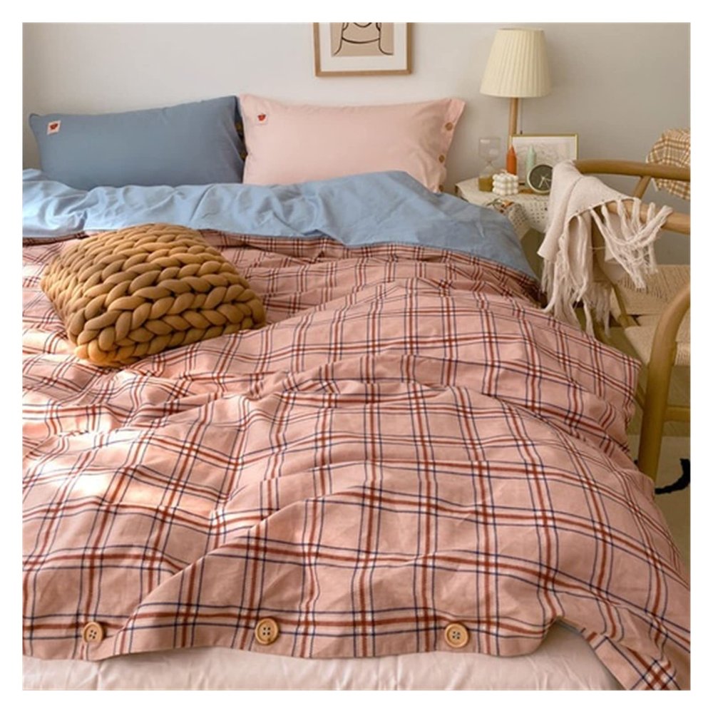 DUnLap Retro Plaid Bedding Set, Pink, 1.5-Bed Size