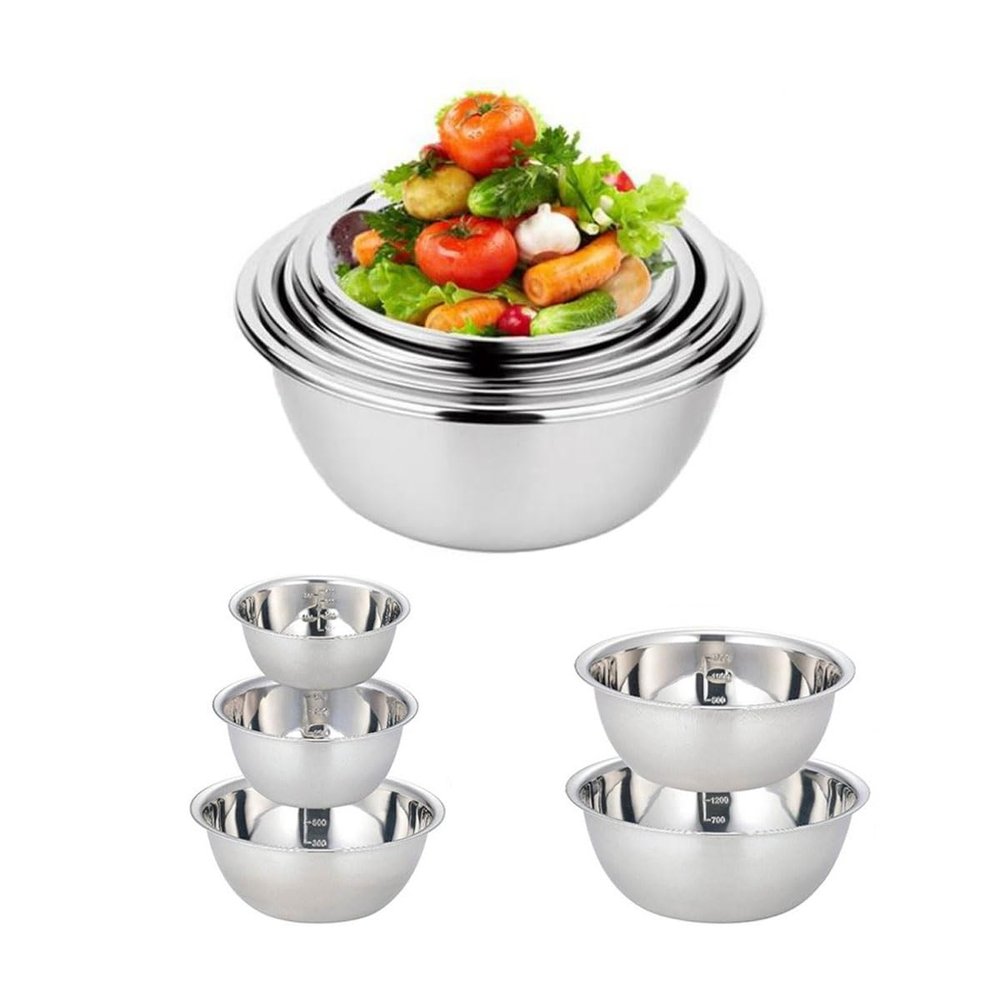 YAERLE Stainless Steel Mixing Bowl Set with Measurement Marks, 580 mL