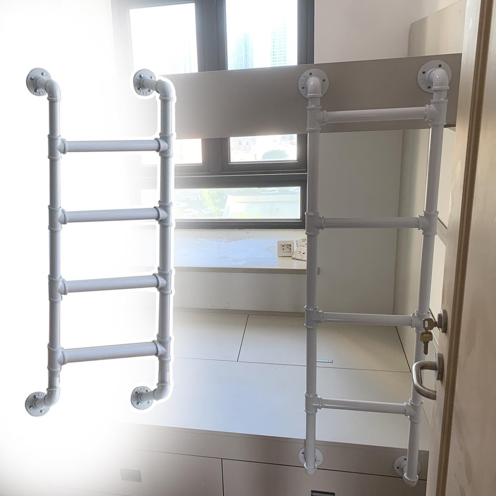 BBHW Wall-Mounted Ladder for Bunk Beds, Home Decor, and Shelves, White, 100 cm (39 3/8 in.)