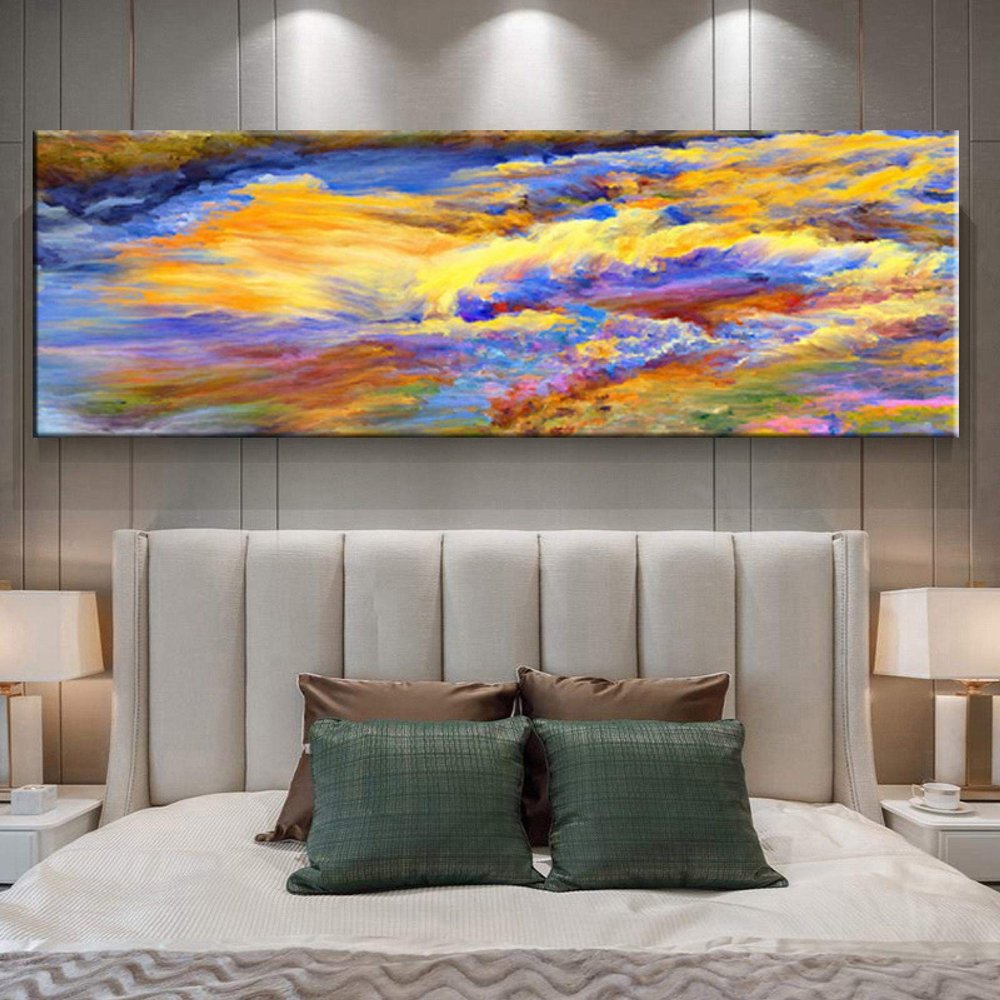 dsdsgog Canvas Wall Art, Abstract Colorful Clouds, 30 x 90 cm, Unframed