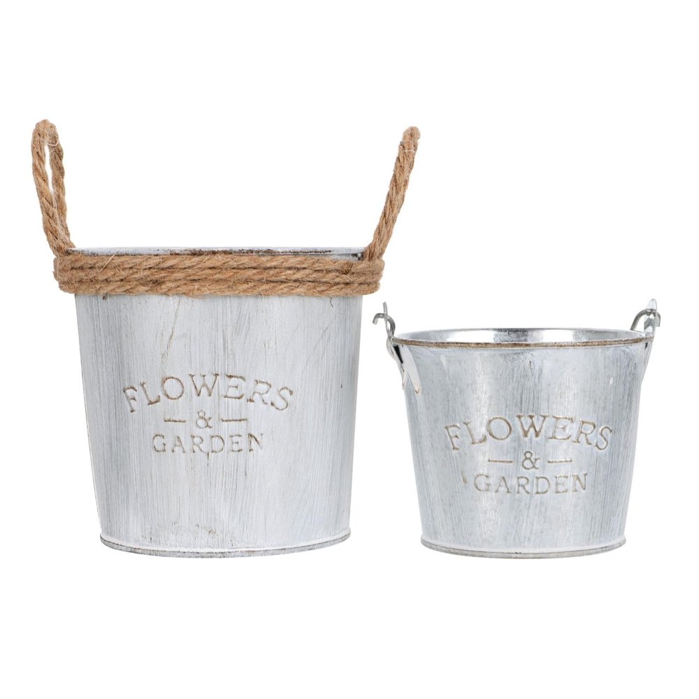 Abaodam 4-Piece Retro-Style Flower Buckets, Iron Flower Pots with Handles for Garden and Balcony, Rustic Home Decor and Creative Flower and Plant Arrangements