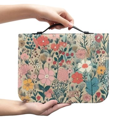 Vodetik Bible Cover with Daisy Pattern, Handle and Zipper
