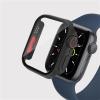 AEMALL Glass Case for Apple Watch 44/45/41/40/42/38 mm, Screen Protector Cover, Ultra Bumper, Black-Red, 45 mm view 2