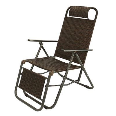 Brown Rattan Zero-Gravity Lounge Chair, Oversized and Foldable