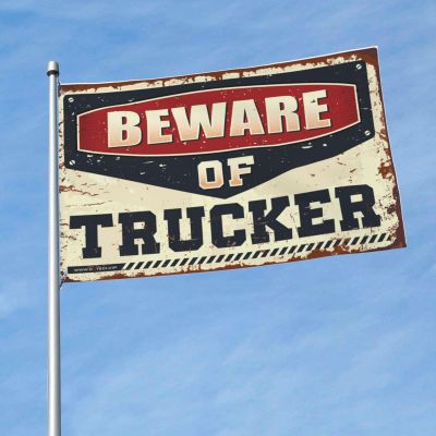 Beware of Trucker College Room Decor Flag, College Poster for Guys, Porch Sign (152 x 244 cm)
