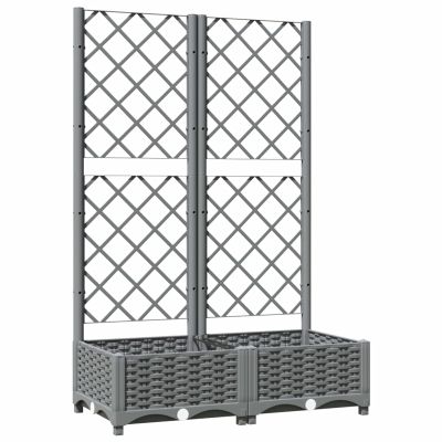 Tidyard Planter Box with Trellis, Light Gray, 80 x 40 x 121.5 cm