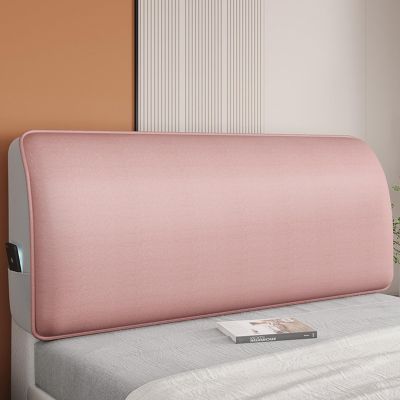 Waterproof Stretch PU Leather Headboard Cover, Breathable, with Side Pocket, Pink, 220 cm