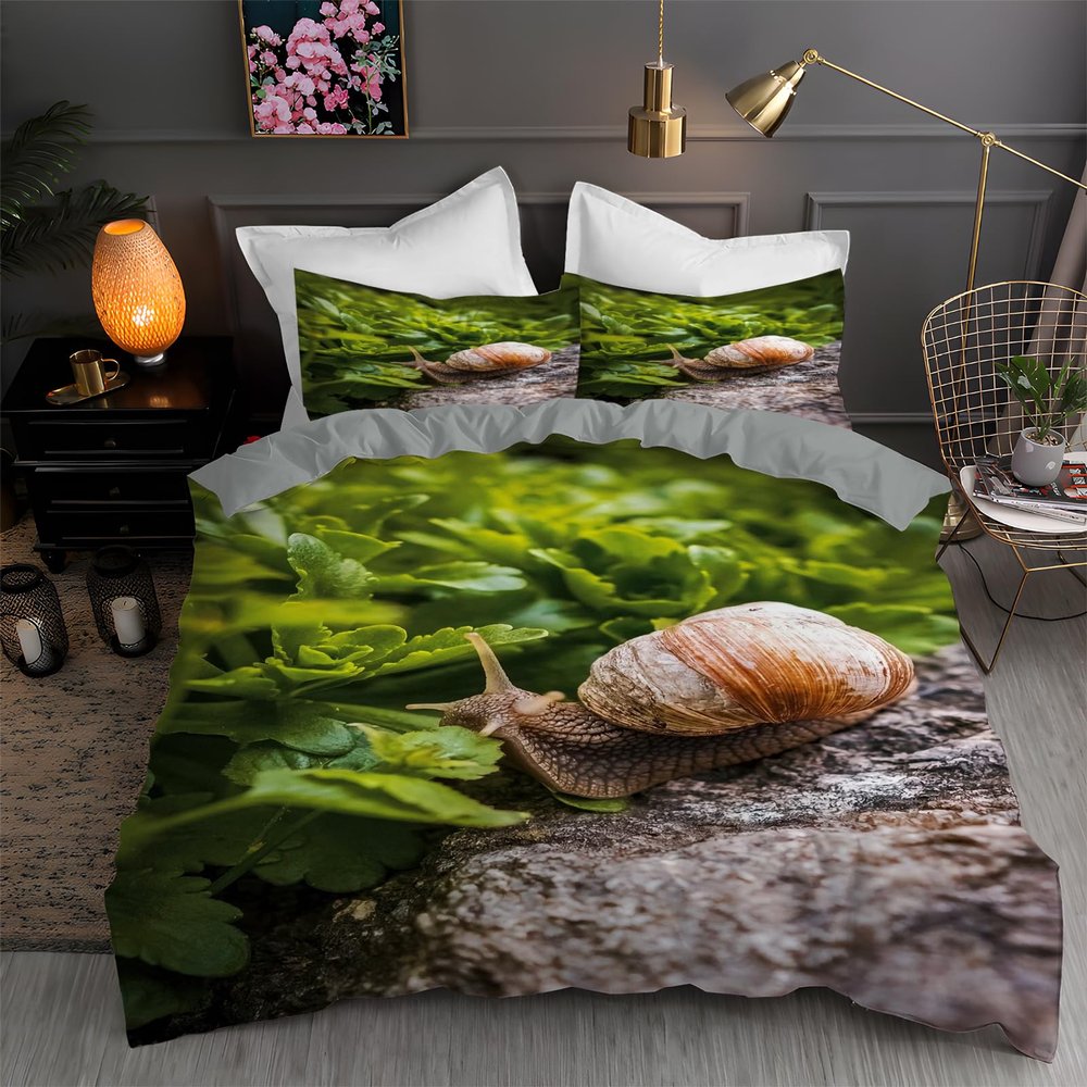 Lime 155 x 220 cm 3-Piece Snail Duvet Cover Set
