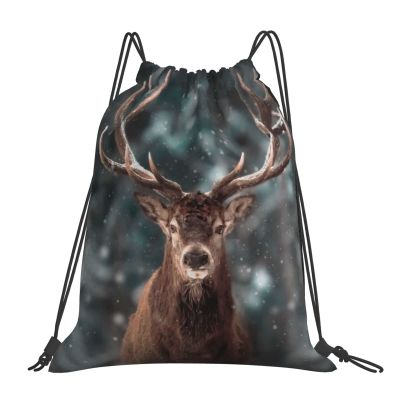 AOOEDM Deer Drawstring Backpack for Women and Men