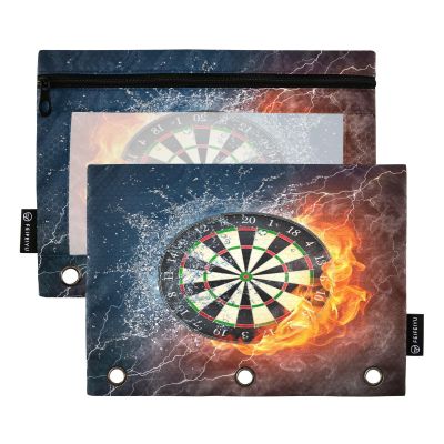 Quteprint Fire Ice Dartboard 3-Ring Binder Pencil Pouches, 2-Pack
