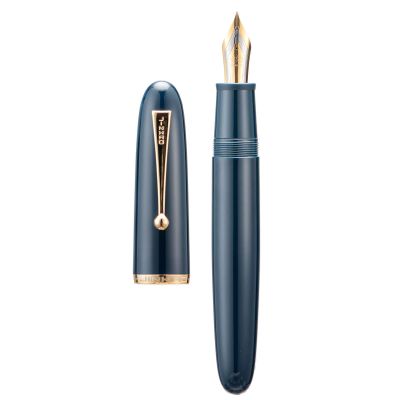 Jinhao 9019 Acrylic Fountain Pen, Size 8 Medium Nib with Ink Converter, Dark Blue, Classic Design, Smooth Writing, Gold Trim