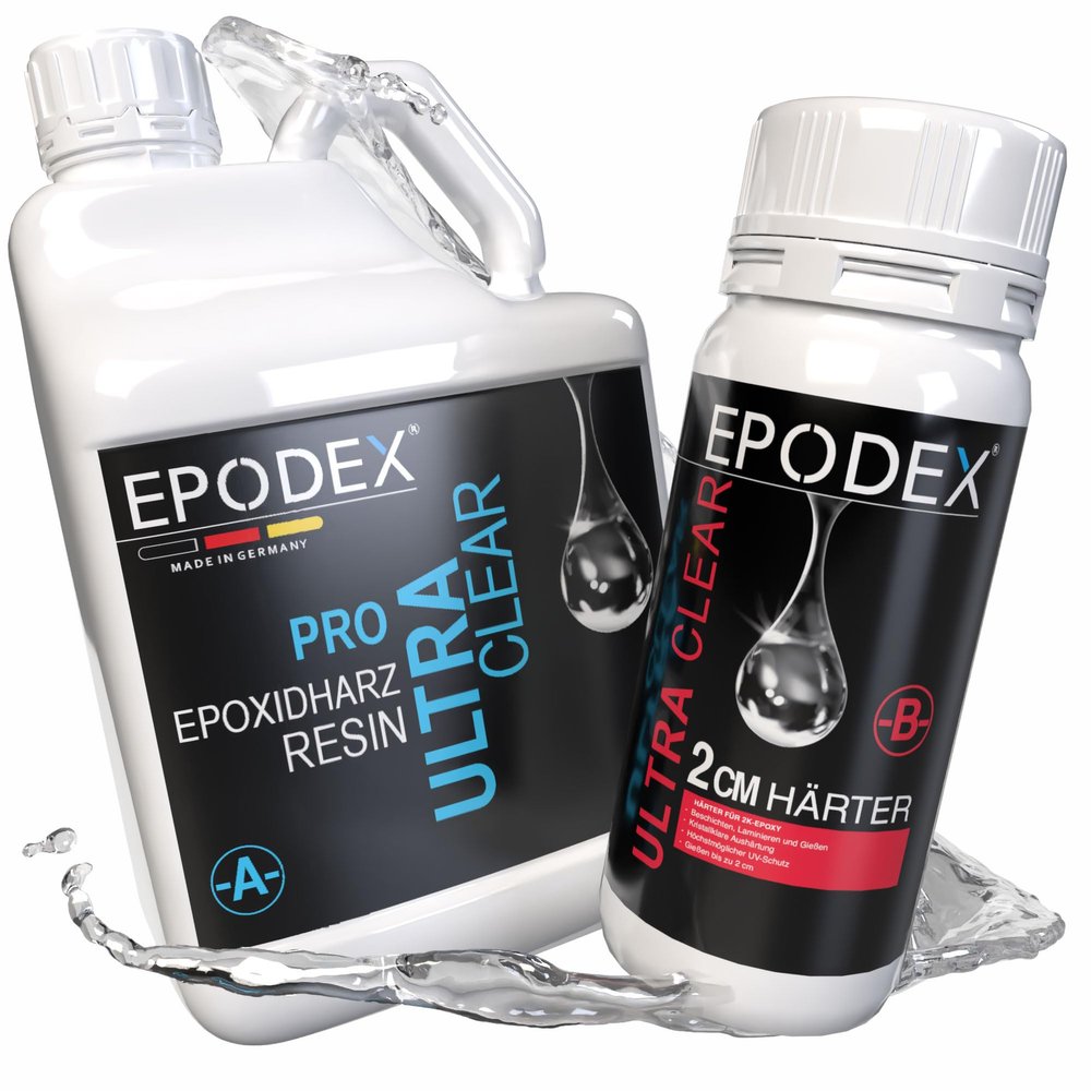 EPODEX PRO Epoxy Resin Set, Up to 2 cm, Platinum Silver Metallic, 18 kg