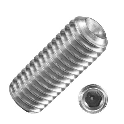 5 M6 x 50 mm A2 Stainless Steel Set Screws | DIN 916 | Hex Socket with Ring-Cutting Point | Techtanium