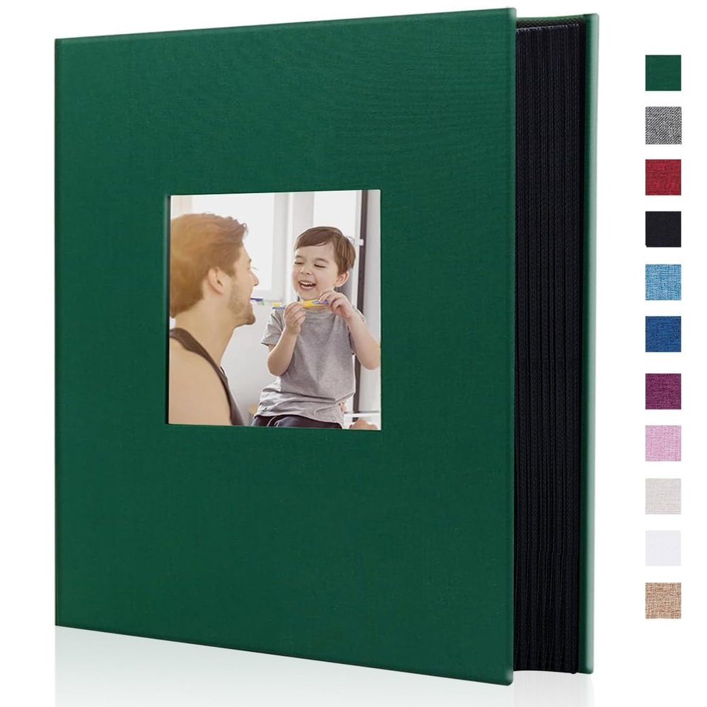 Miaikoe Photo Album, 10 x 15 cm, 400-Pocket Slip-In Album, Linen Hardcover Book for 400 Vertical Photos, Dark Green