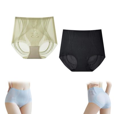 GAMIRA Ice Silk Ion Fiber Repair Shaping Shorts, High-Waisted Ice Silk Brief for Women (B+D, XXL)