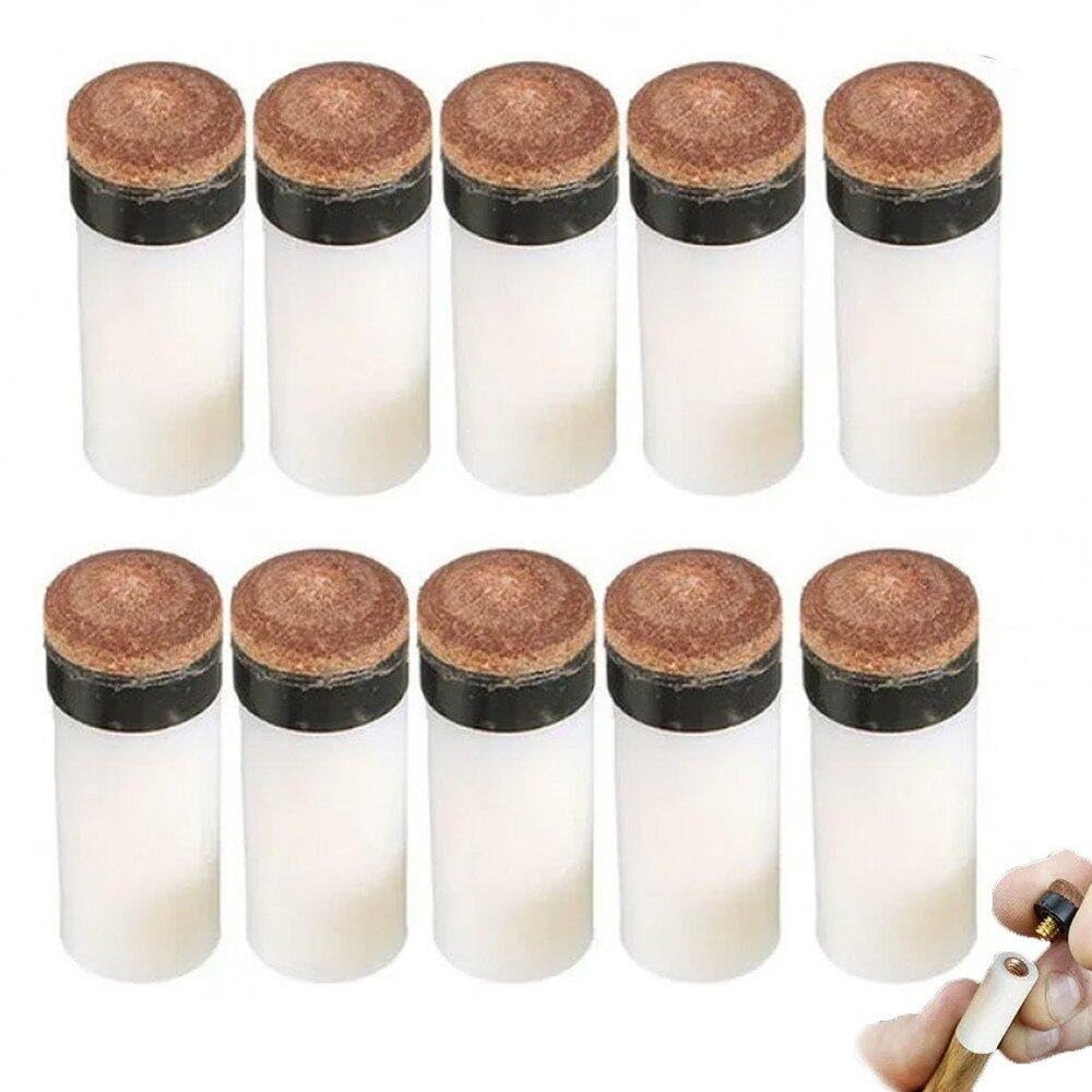 Vepoty Snooker and Pool Cue Tips, 10 Sets, Screw-On Replacement Tips with Cue Ferrules
