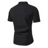 European American Men's Stand-Collar Cotton-Linen T-Shirt, Solid, Size L view 2