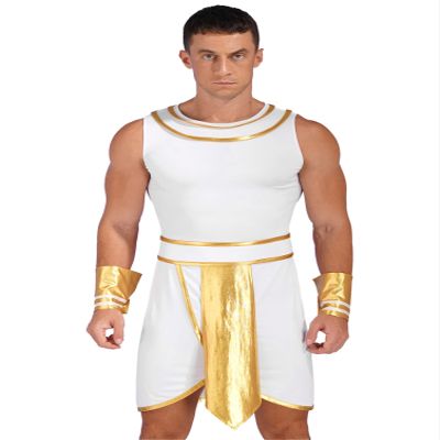 inhzoy Men's Greek God Costume, Roman Toga Tunic, Historical Carnival Costume, A_Wei, XL