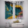 Abstract Mint Green, Teal & Turquoise Printed Blackout Curtains with Gold Texture, 2 Panels, H210 x W132 cm view 2