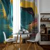Abstract Mint Green, Teal & Turquoise Printed Blackout Curtains with Gold Texture, 2 Panels, H210 x W132 cm view 3