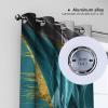 Abstract Mint Green, Teal & Turquoise Printed Blackout Curtains with Gold Texture, 2 Panels, H210 x W132 cm view 4