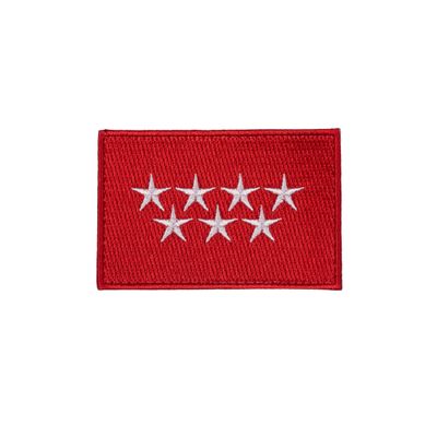 Embroidered Community of Madrid Flag Patch with Hook-and-Loop Backing
