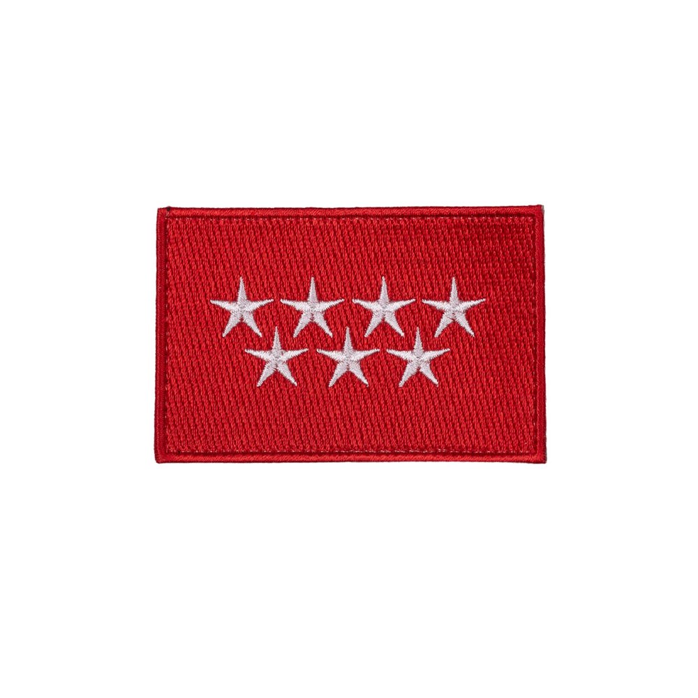 Embroidered Community of Madrid Flag Patch with Hook-and-Loop Backing