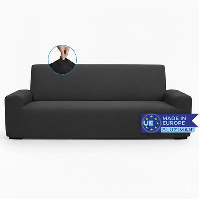 BLUZIMAN Stretch Sofa Slipcover for 4-Seater, OEKO-TEX Certified, Jacquard Fabric, Non-Slip, Universal Fit, Black-White