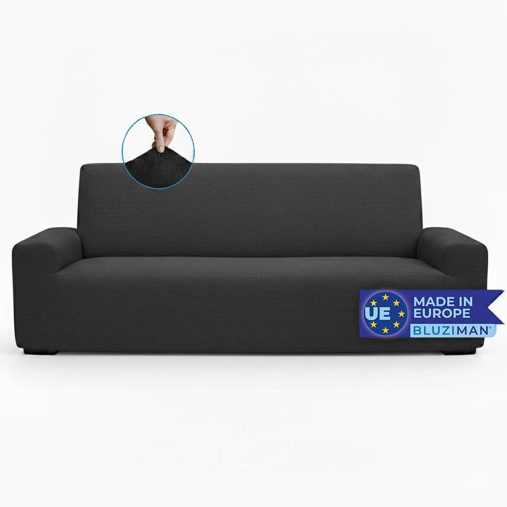 BLUZIMAN Stretch Sofa Slipcover for 4-Seater, OEKO-TEX Certified, Jacquard Fabric, Non-Slip, Universal Fit, Black-White
