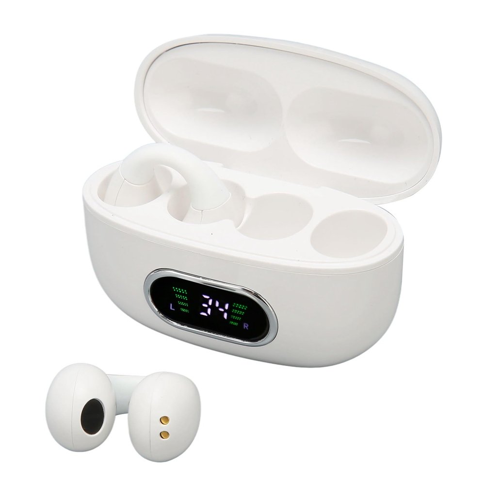 Translator Headphones, 144 Languages, Stereo Clip-On Translation Earbuds with Charging Case, White