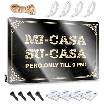 Bar Man Cave Decor, Mi Casa Su Casa Pero, Only Until 9 PM Metal Sign, 30 x 40 cm