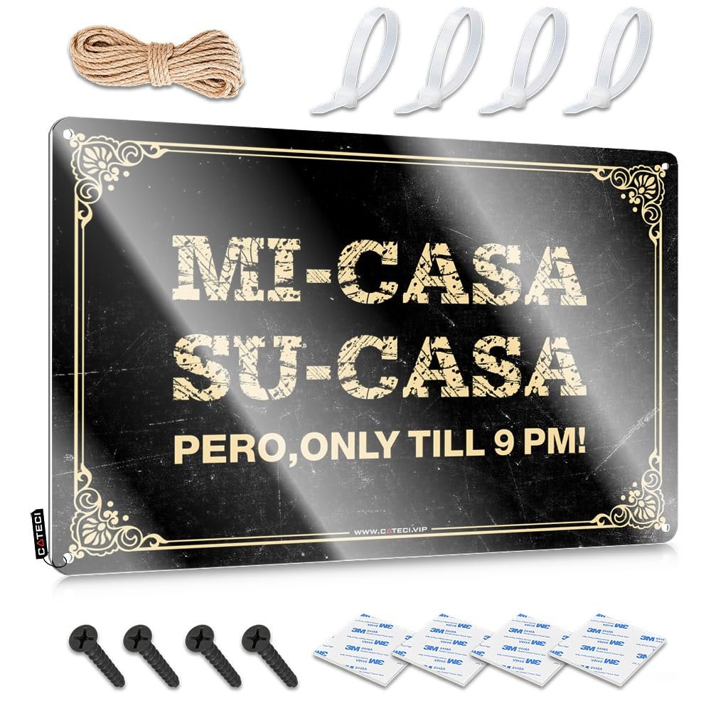 Bar Man Cave Decor, Mi Casa Su Casa Pero, Only Until 9 PM Metal Sign, 30 x 40 cm