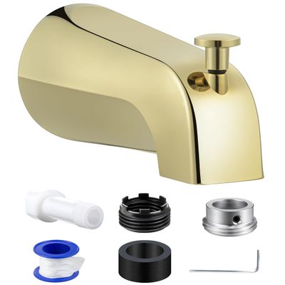 Dreyoo Universal Tub Spout with Diverter, Polished Brass