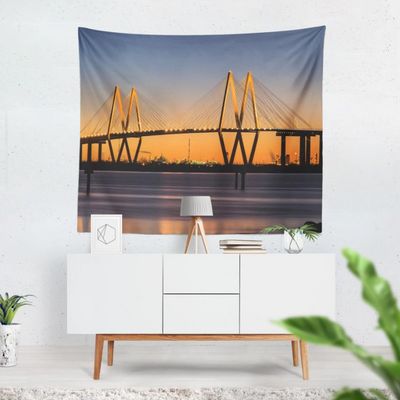 CEVAN Wall Tapestry, Modern Orange Printed Fabric, 200 x 150 cm