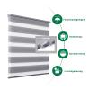 MupFup Double Roller Blind, No-Drill Clip-Fix, Gray, 90 x 150 cm view 4