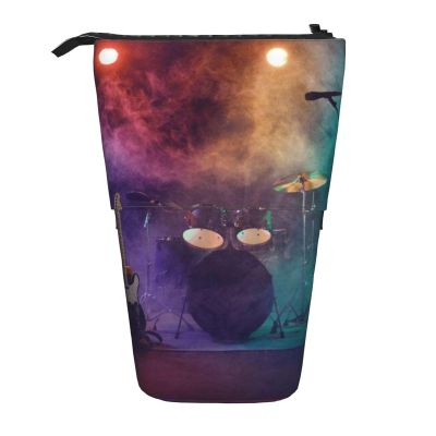 TOMPPY Rock Band Printed Telescoping Pencil Case, Standing Pen Holder, Black, One Size
