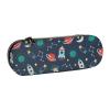 BONDIJ Haunted Mansion Printed Leather Pencil Case, Large Capacity, Cute Cosmetic Organizer Pouch with Zipper, Rocket Clipart Spaceship, One Size view 1