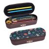 BONDIJ Haunted Mansion Printed Leather Pencil Case, Large Capacity, Cute Cosmetic Organizer Pouch with Zipper, Rocket Clipart Spaceship, One Size view 2