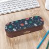 BONDIJ Haunted Mansion Printed Leather Pencil Case, Large Capacity, Cute Cosmetic Organizer Pouch with Zipper, Rocket Clipart Spaceship, One Size view 3
